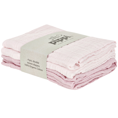 Svijetlo pastelno ružičaste i puder ružičaste tetra pelene od organskog pamuka (4 KOMADA) Pippi®