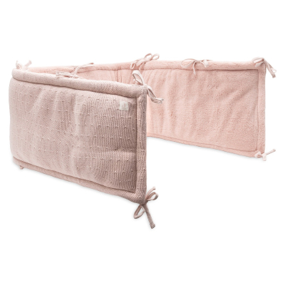 Svetlo roza obroba za posteljico Sprinkle Knit - Silk Rose, 180x30 cm, Jollein®