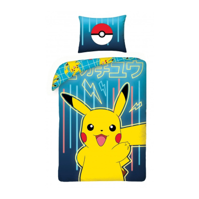 Plava 2-dijelna posteljina POKEMON PIKACHU 140x200 cm