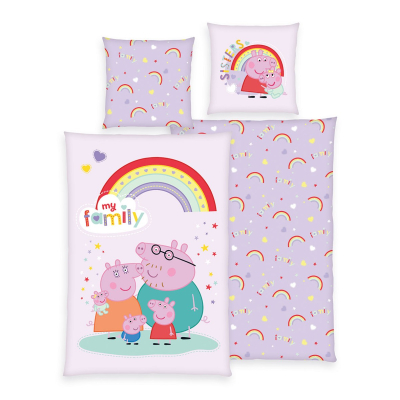 Ružičasta 2-dijelna posteljina PEPPA PIG Family 140x200 cm