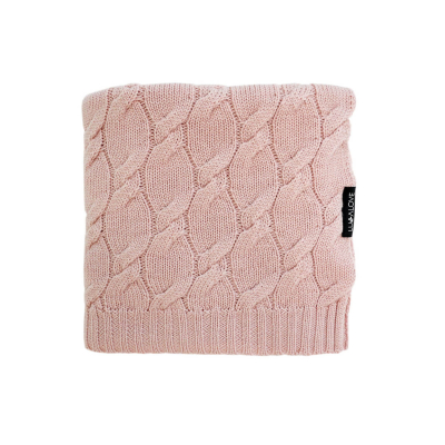 Puder roza MERINO vunena pletena deka LULLALOVE 80x100 cm - PREMIUM