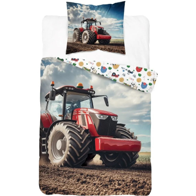Bijela 2-dijelna posteljina CRVENI TRAKTOR, Glow in the dark (21BS003), 140x200 cm