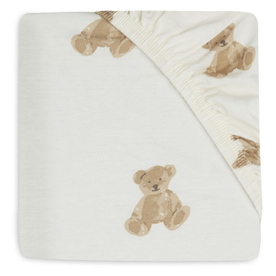 KREM BIJELA plahta za madrac 80/90x40/50 cm, TEDDY BEAR, pamučni jersey, Jollein®