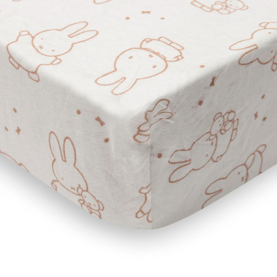 Kremasto bijela plahta za madrac 120x60 cm MIFFY MOMENTS – Light Terra, pamučni jersey, Jollein®