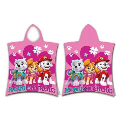 Ružičasti pončo ručnik PAW PATROL, Kind & Heroic 50x115 cm