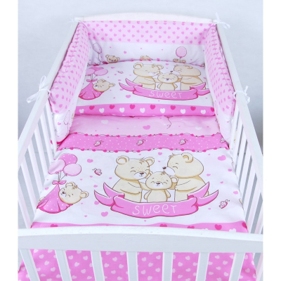 Roza 3-dijelna posteljina MEDVJEDIĆI SWEET, 120x90 cm, BabyLux