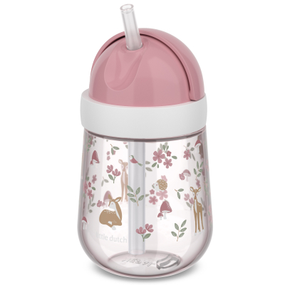 Fairy Garden  roza boca za piće sa slamkom (300 ml), Little Dutch