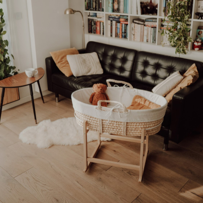 Dječji set, košara Moses s ljuljačkom Rockingbaby Natural, AhojBaby