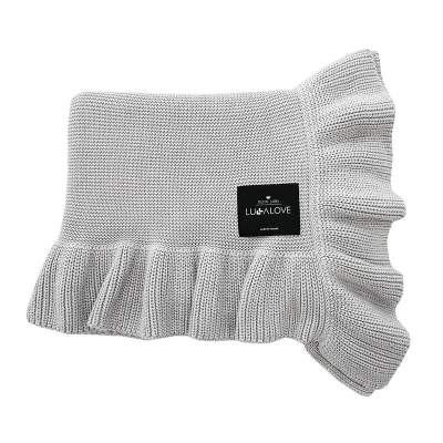 Sivi bambus pleteni pokrivač RUFFLES, LULLALOVE 90x110 cm