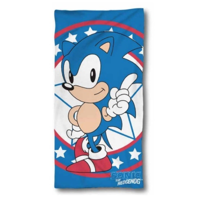 Svijetloplavi dječji ručnik za kupanje jež SONIC, 70x140 cm, ©Sega