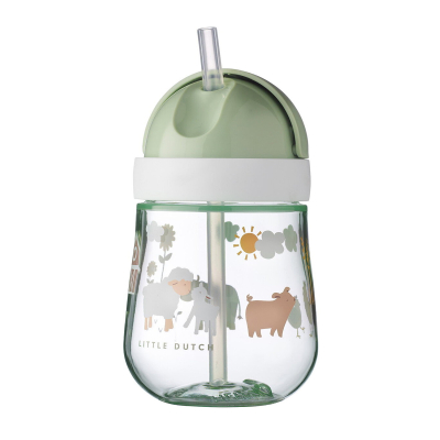 LITTLE FARM zelena boca za piće sa slamkom (300 ml), Little Dutch