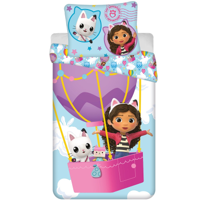 Svijetloplava 2-dijelna posteljina GABBY's DOLLHOUSE Balon, 140x200 cm