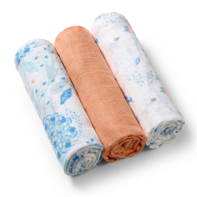 Tetra pelene marelica muslin s printom, CVIJETIĆI (3 KOMADA) BabyOno