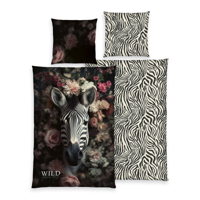 Dvostrana 2-dijelna posteljina ZEBRA WILD FLOWERS, 140x200 cm