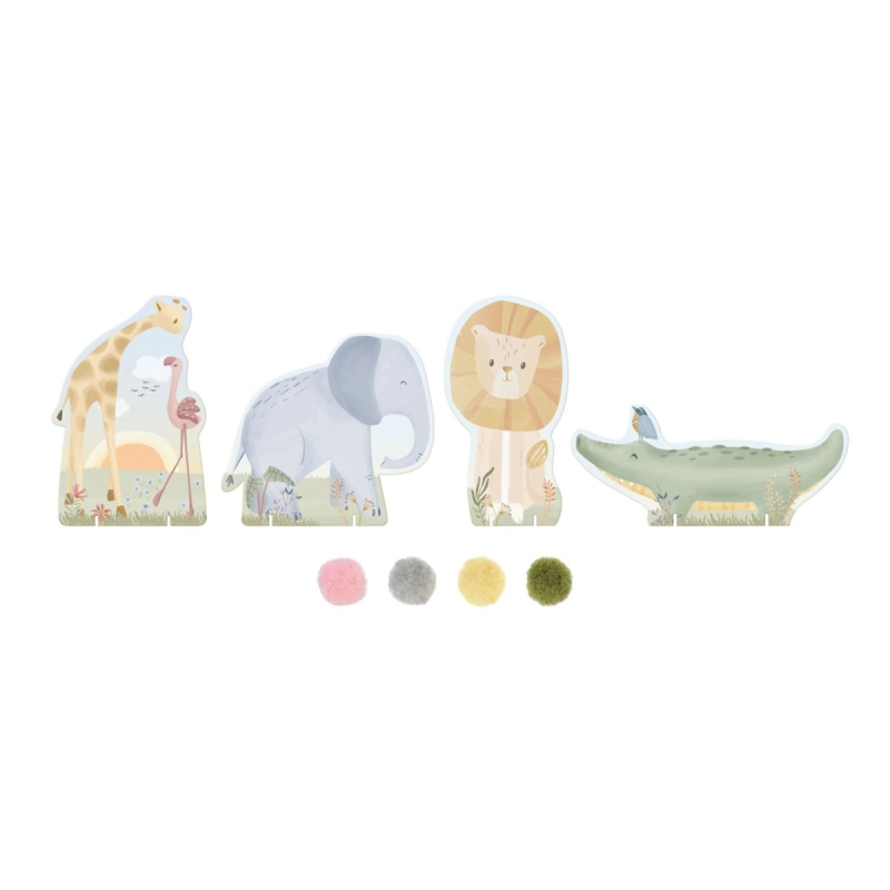 Kartice s pomponima Safari Friends (3 godine+) | Little Dutch