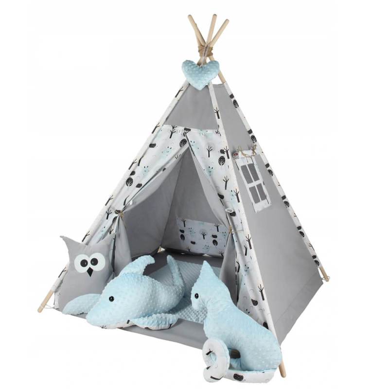 Siv -moder ŠOTOR TIPI bambi in gozd Babymax