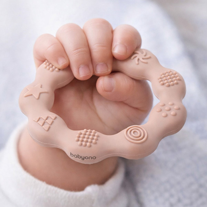 Rozi silikonski prsten za zubiće – glodalica za bebe, BabyOno