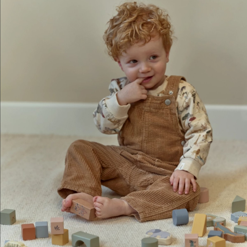 Set lesenih kock za gradnjo, SAFARI FRIENDS (24m+), 50 kock, Little Dutch (LD7445)-4