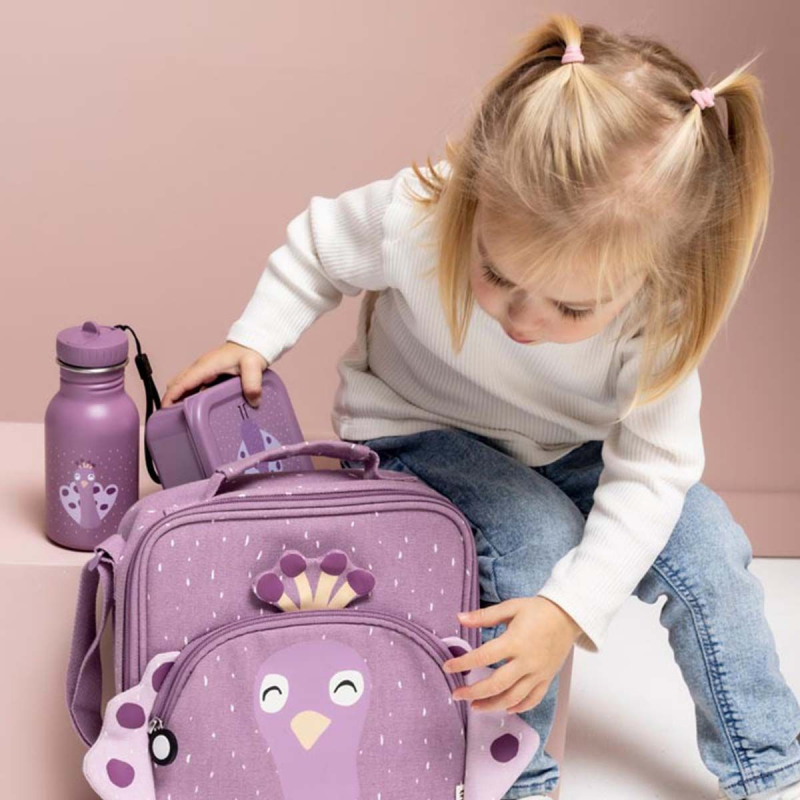 Ljubičasta dječja bočica MRS. PEACOCK 350 ml Trixie | Bočica od nehrđajućeg čelika