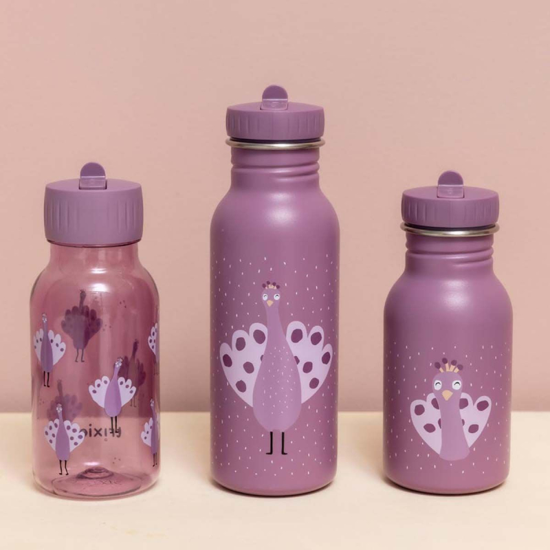 Ljubičasta dječja bočica MRS. PEACOCK 350 ml Trixie | Bočica od nehrđajućeg čelika
